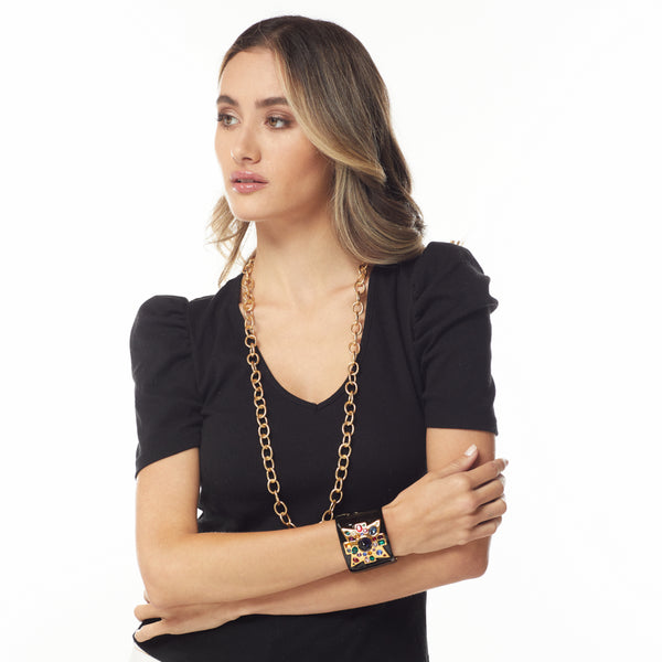 Kenneth Jay Lane Black Maltese Sapphire Cross Cuff