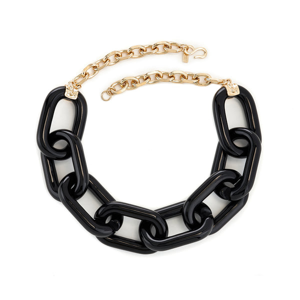 kenneth jay lane Black Resin Link Necklace
