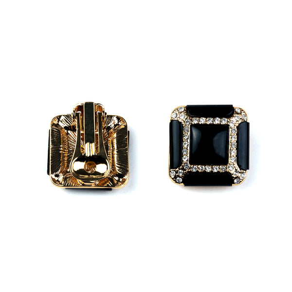 Kenneth Jay Lane Black Square Clip Earrings