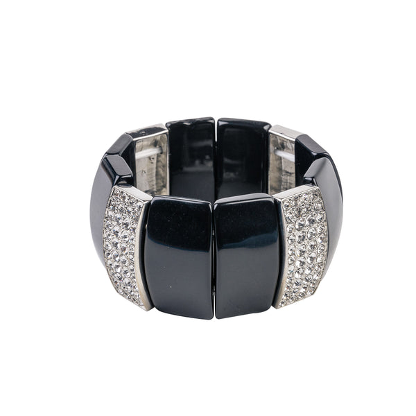 Kenneth Jay Lane Black Stretch Wedge Bracelet