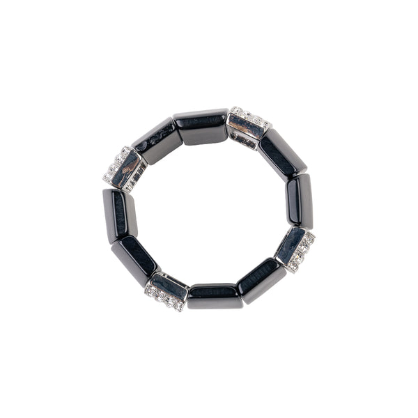 Kenneth Jay Lane Black Stretch Wedge Bracelet