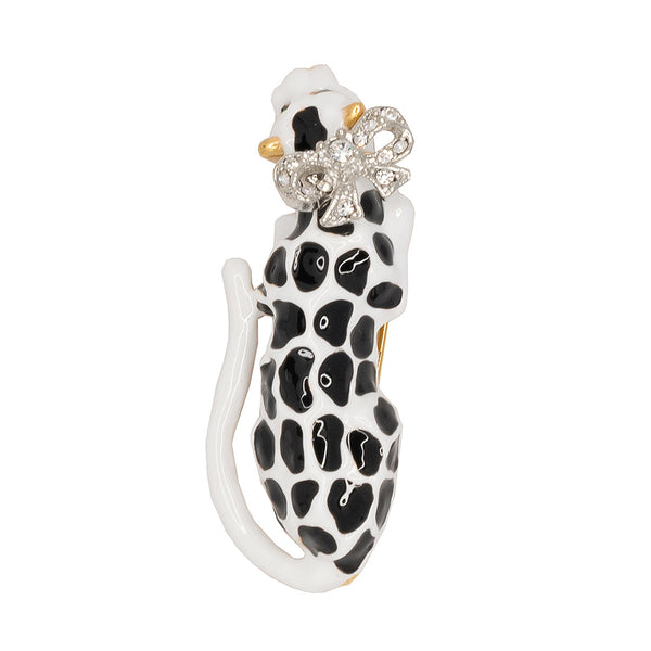 kenneth jay lane Black & White Leopard Bow Pin