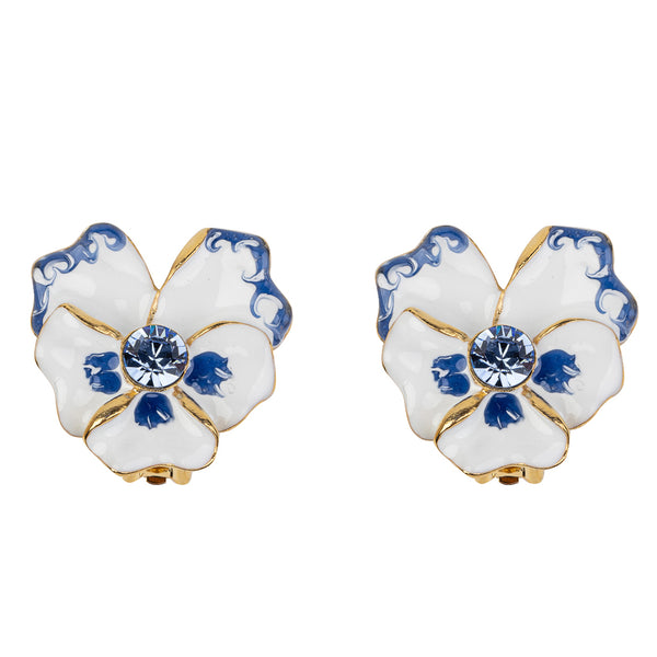 kenneth jay lane Blue Flower Clip Earrings
