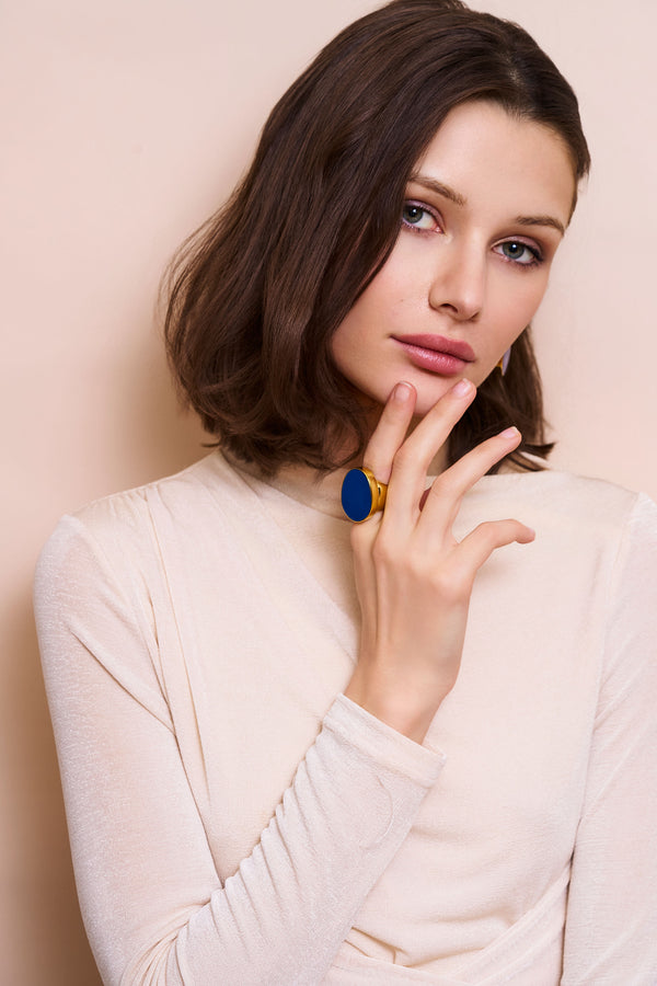 Kenneth Jay Lane Blue Kidney Ring