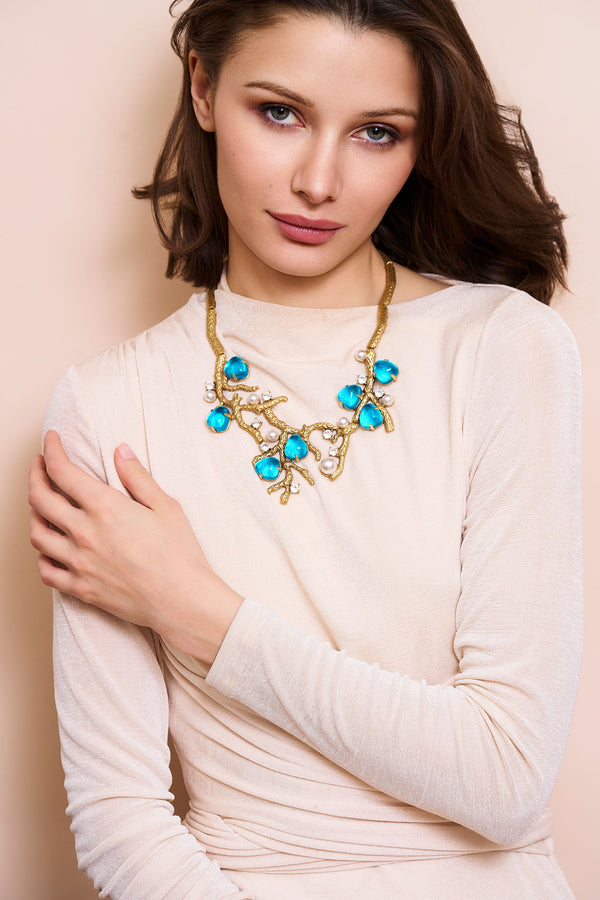Kenneth Jay Lane Blue Sea Branch Necklace