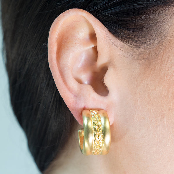 Kenneth Jay Lane Braid Design Hoop Clip Earrings