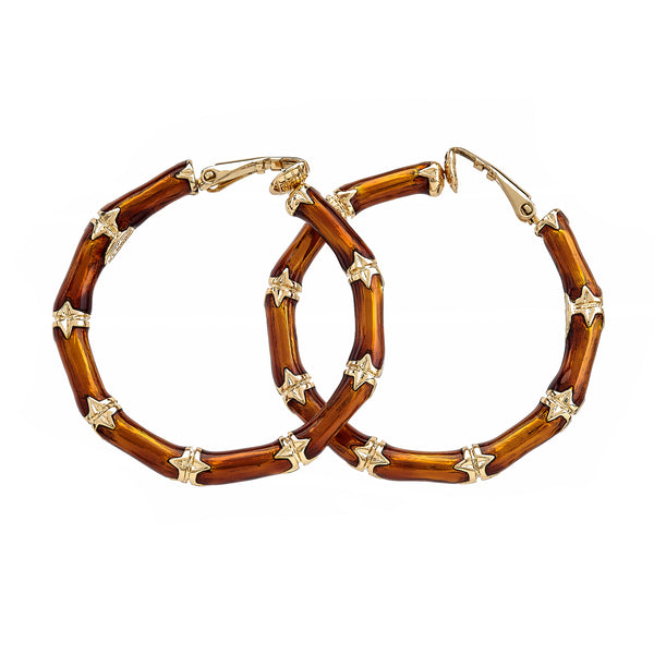 kenneth jay lane Brown Bamboo Hoop Earrings