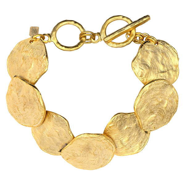 kenneth jay lane Brushed Satin Gold Discs Bracelet