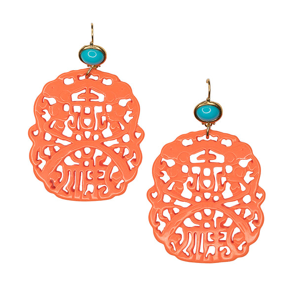 kenneth jay lane Carved Coral Pierced Earrings