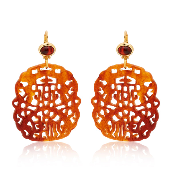 kenneth jay lane Carved Tortoise Wire Earrings