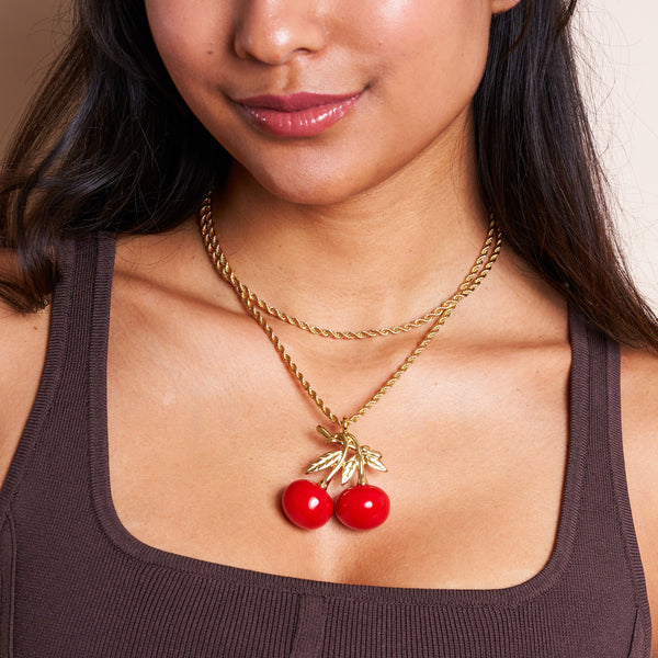 Kenneth Jay Lane Cherry Pendant Necklace