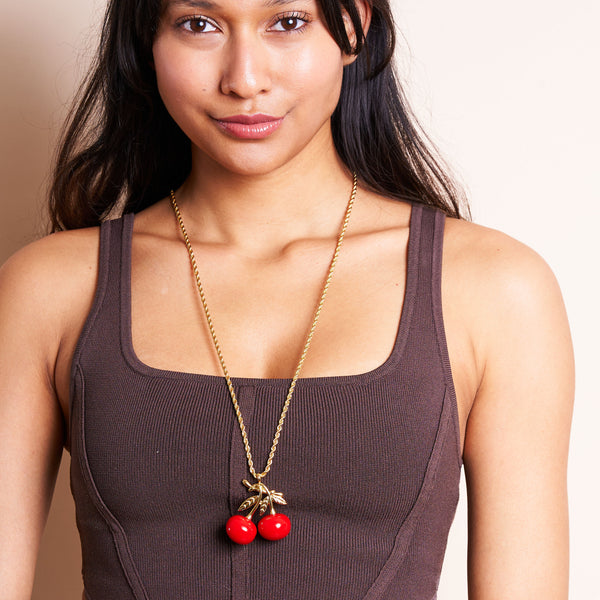 Kenneth Jay Lane Cherry Pendant Necklace