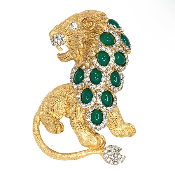 kenneth jay lane Chrysoprase Green Lion Pin