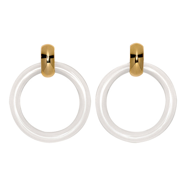 kenneth jay lane Clear Doorknocker Clip Earrings