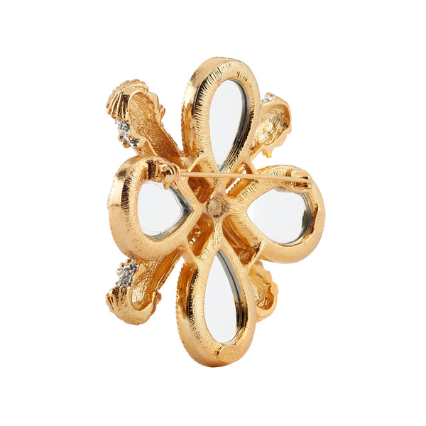 Kenneth Jay Lane Clear Ribbed Cabochons Cross Pin