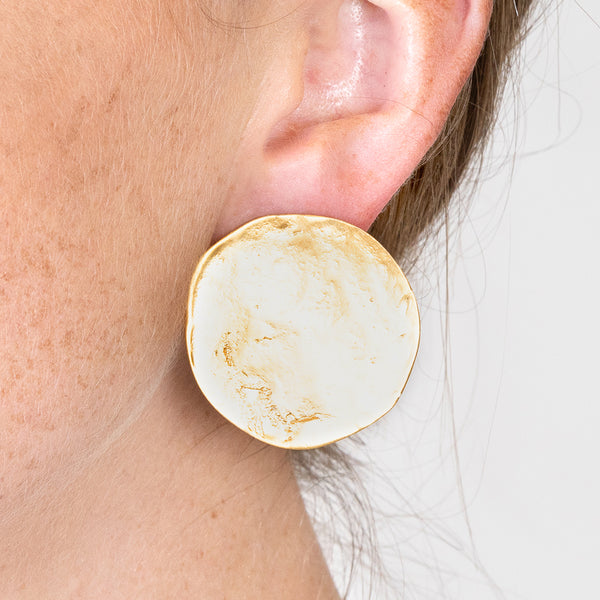 Kenneth Jay Lane Coin Button Clip Earrings