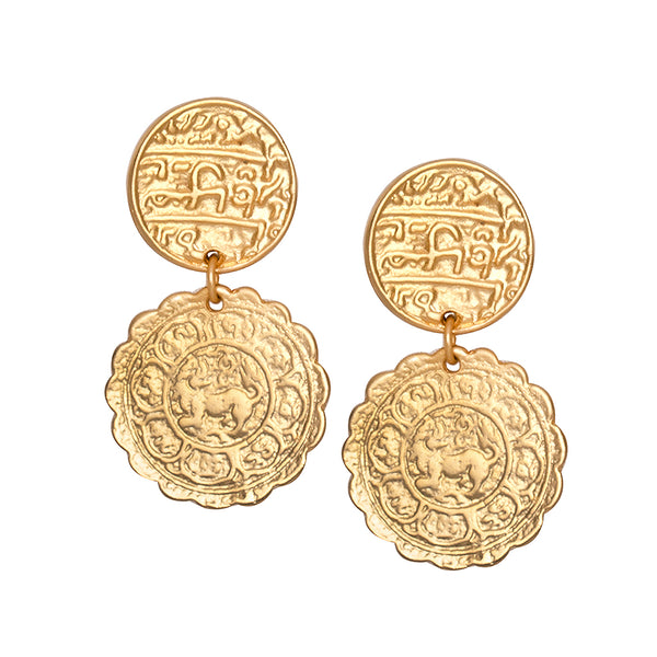 kenneth jay lane Coin Drop Pierced Earrings
