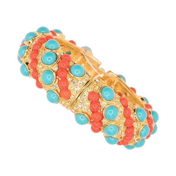 Kenneth Jay Lane Coral And Turquoise Bracelet