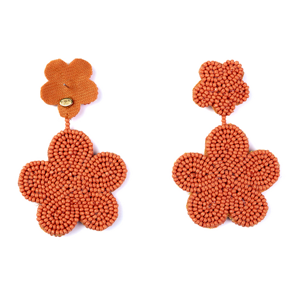 Kenneth Jay Lane Coral Bead Flower Earrings