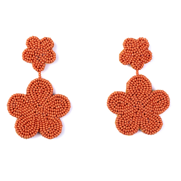 kenneth jay lane Coral Bead Flower Earrings