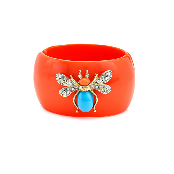 kenneth jay lane Coral Bee Motif Cuff Bracelet