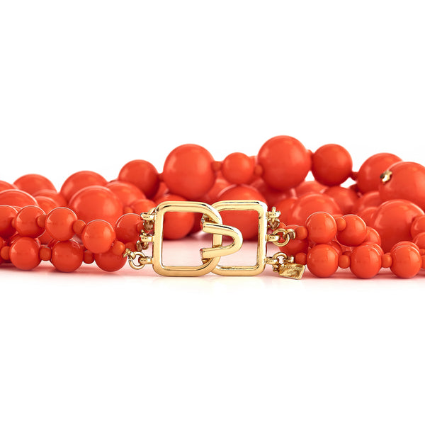 Kenneth Jay Lane Coral Cluster Drops Necklace