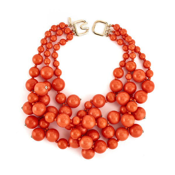 kenneth jay lane Coral Cluster Drops Necklace
