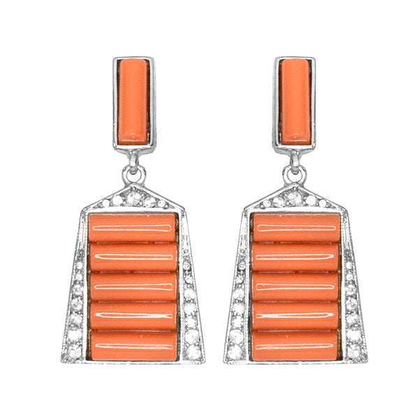 kenneth jay lane Coral Deco Clip Earrings