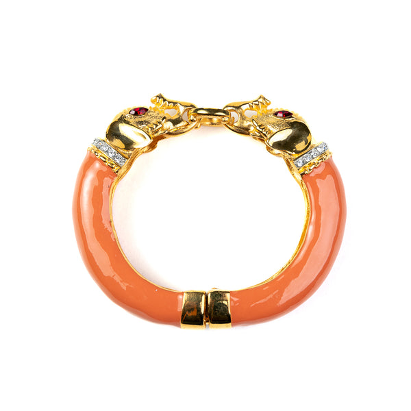 Kenneth Jay Lane Coral Elephant Head Bracelet