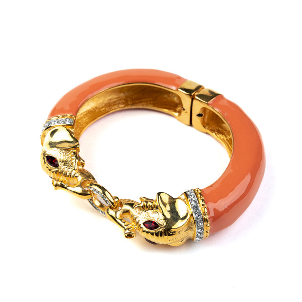 Kenneth Jay Lane Coral Elephant Head Bracelet