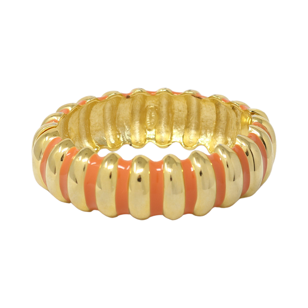 kenneth jay lane Coral Enamel Ribbed Bracelet