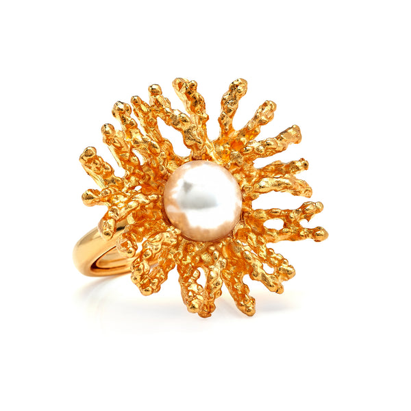 kenneth jay lane Coral Reef Ring - Pearl Center