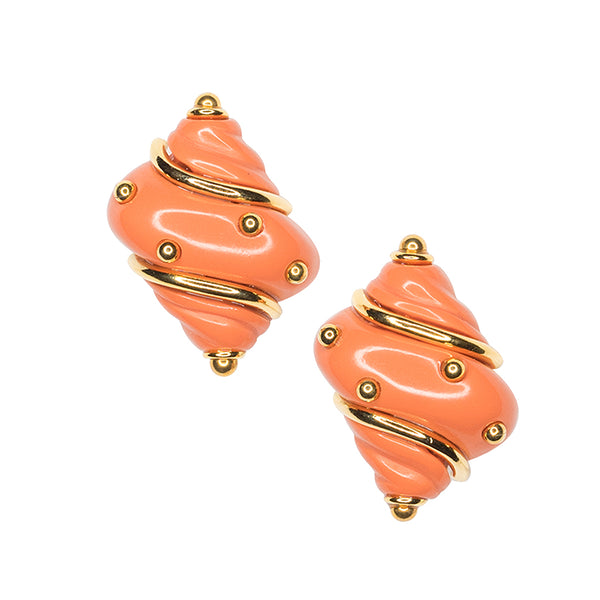 kenneth jay lane Coral Seashell Clip Earrings