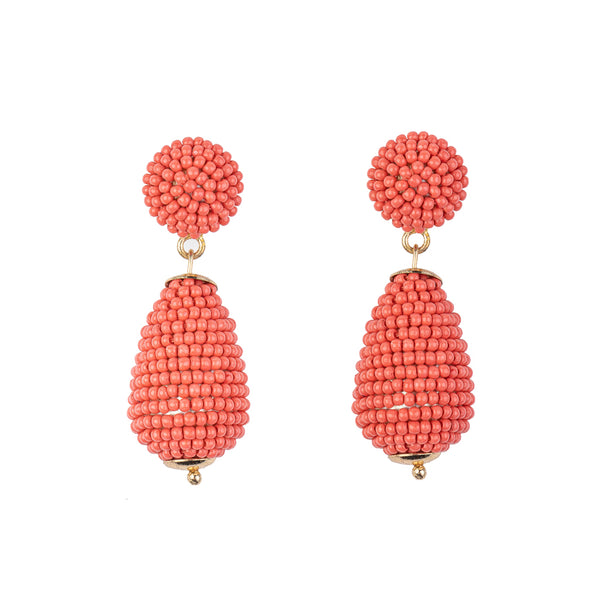 kenneth jay lane Coral Seed Bead Pierced Earring