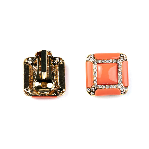 Kenneth Jay Lane Coral Square Clip Earrings