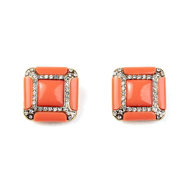 kenneth jay lane Coral Square Clip Earrings