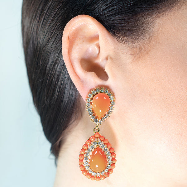 Kenneth Jay Lane Coral Teardrop Clip Earring