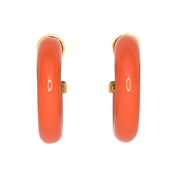 Kenneth Jay Lane Coral Tube Hoop Pierced Earrings