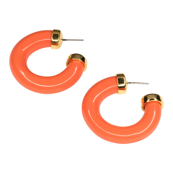kenneth jay lane Coral Tube Hoop Pierced Earrings