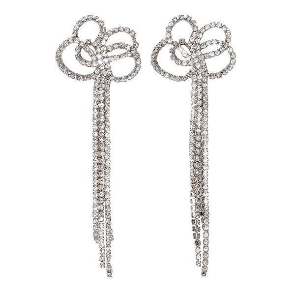 kenneth jay lane Crystal Bow Drop Earrings