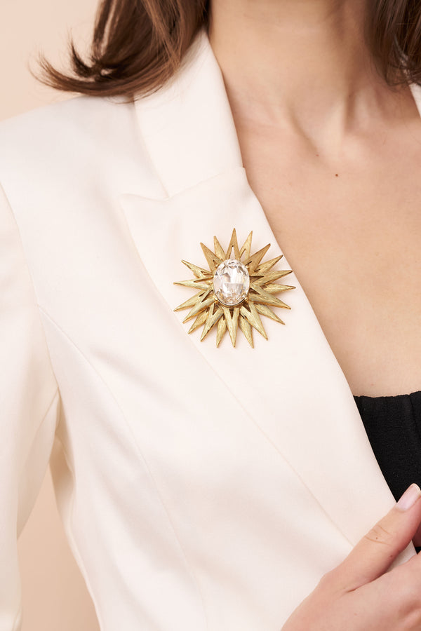 Kenneth Jay Lane Crystal Center Starburst Pin