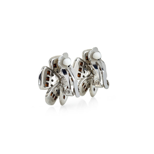 Kenneth Jay Lane Crystal Flower Clip Earrings