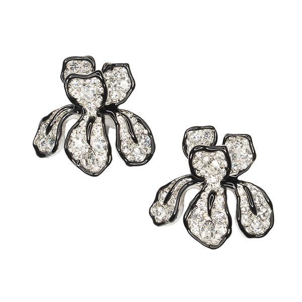 kenneth jay lane Crystal Flower Clip-On Earrings