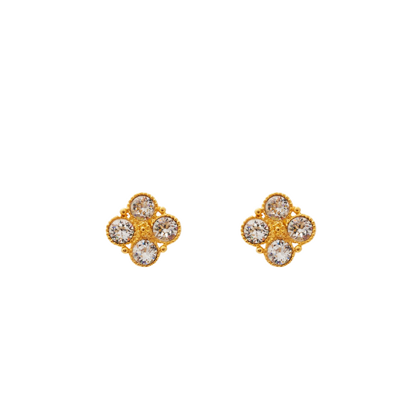 kenneth jay lane Crystal & Gold Post Earrings