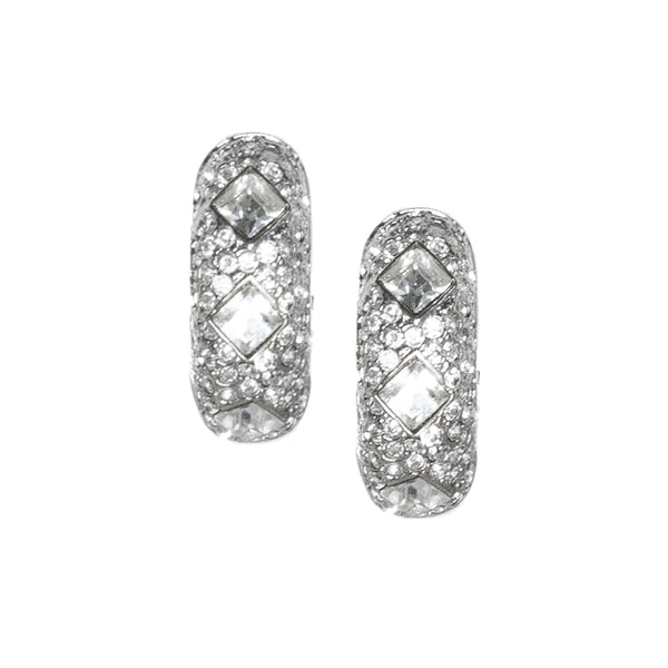 kenneth jay lane Crystal Half Hoop Clip Earrings