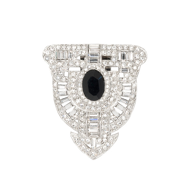 kenneth jay lane Crystal Jet Deco Pin