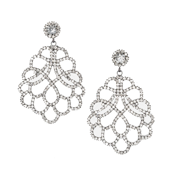 kenneth jay lane Crystal Lace Clip Earrings