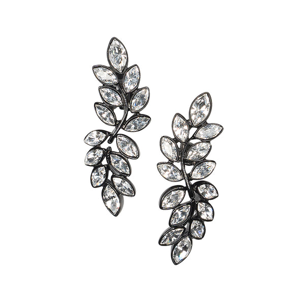 kenneth jay lane Crystal Leaf Drop Earrings