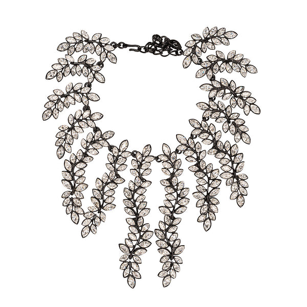 kenneth jay lane Crystal Leaf Drop Necklace