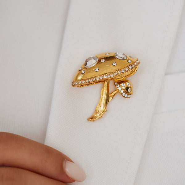 Kenneth Jay Lane Crystal Mushroom Pin